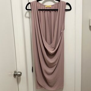 James Lacroix Violet Mauve Drape Neck Tulip Mini Short Dress Sleeveless LowCut S